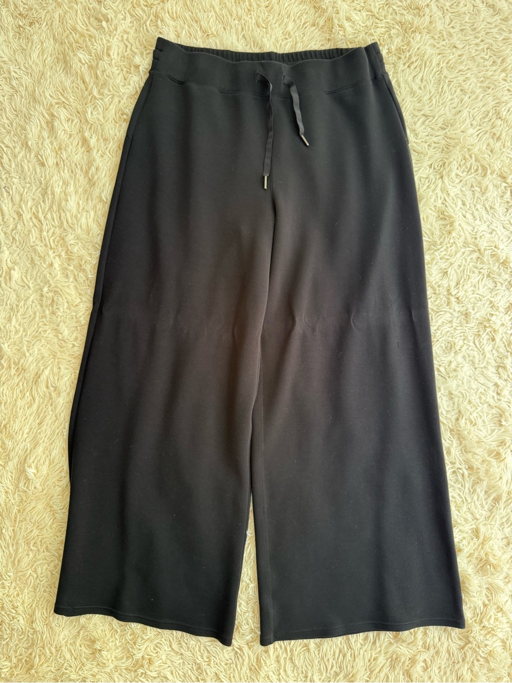 SPANX AirEssentials Black Wide Leg Cropped Lounge Pants 2X Pull-On Soft